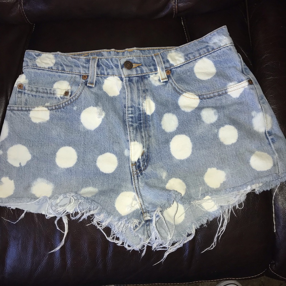 Levi 505 Cut-Off Shorts Distressed Polka Dots